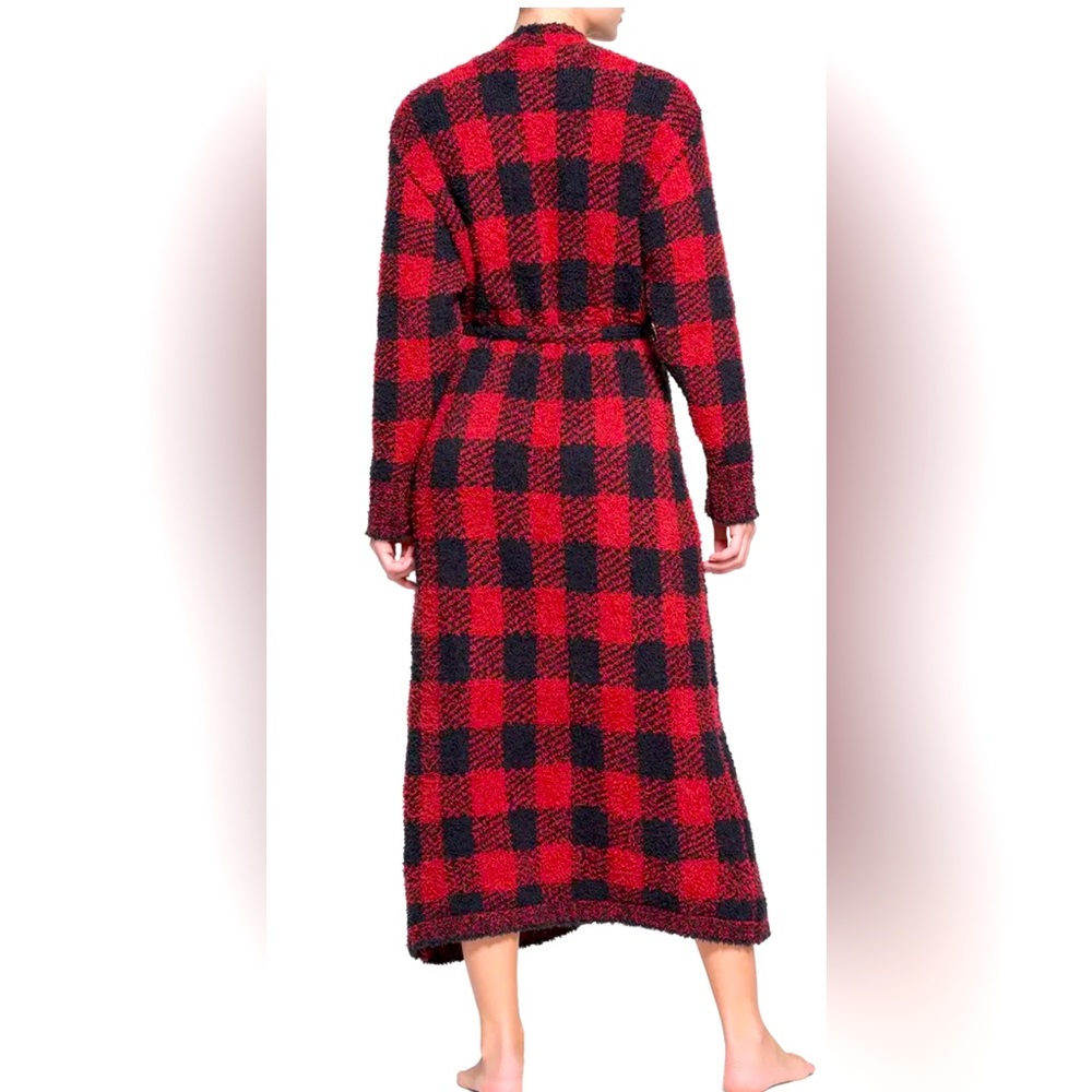 NWT: SKIMS RED & BLACK BUFFALO PLAID COZY KNIT ROBE SIZE S/M - Picture 3 of 6